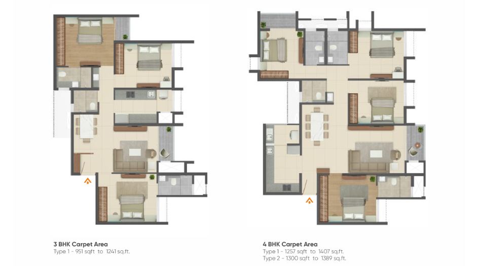 Rohan-Adira-Floor-Plan-3 BHK-and-4 BHK